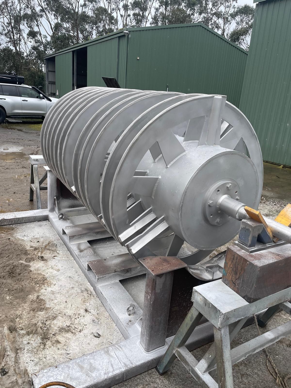 Industrial drum after abrasive blasting