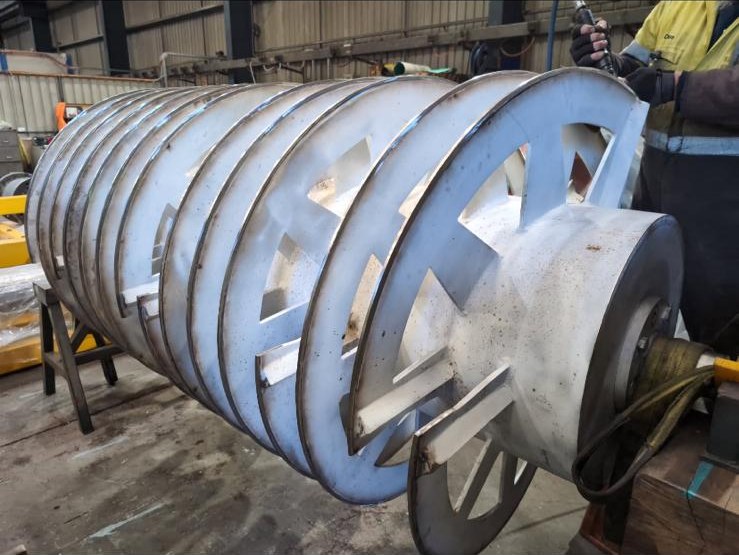 Industrial drum before abrasive blasting
