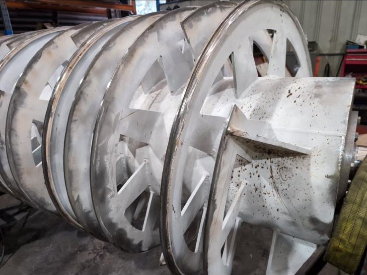 Industrial drum before abrasive blasting