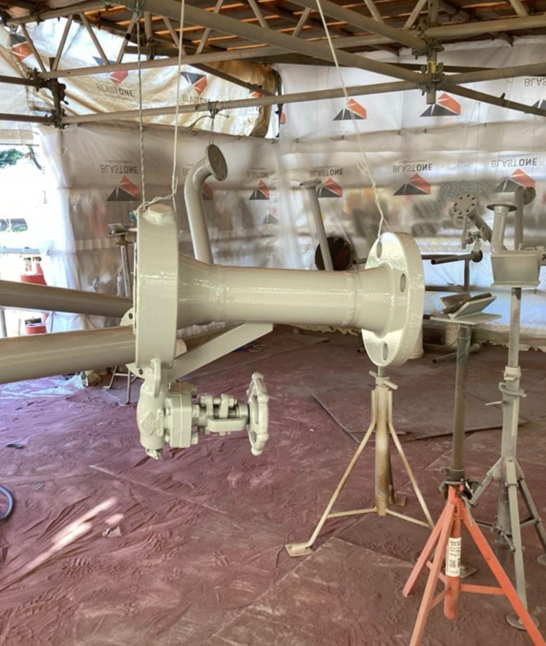 Industrial pipe assembly after coating